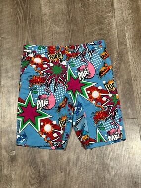 Royal & Awesome Partoon Mens Golf Shorts Comic Book Theme 8.5" Inseam Size M